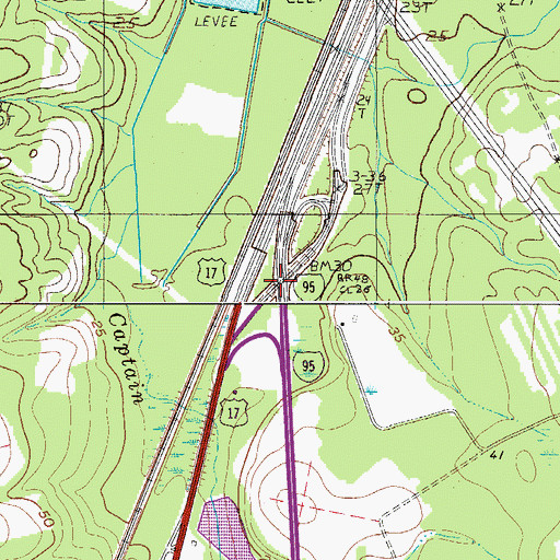 Topographic Map of Interchange 22, SC