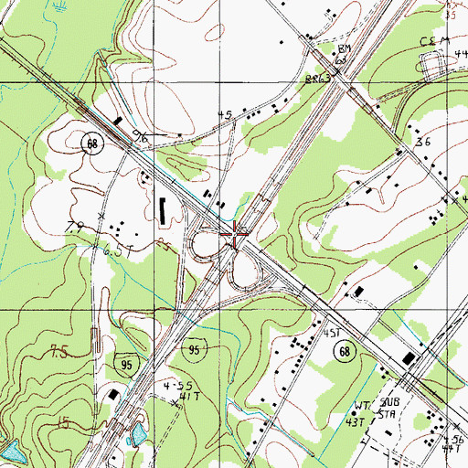 Topographic Map of Interchange 38, SC