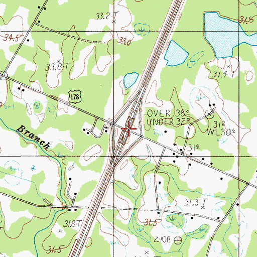 Topographic Map of Interchange 82, SC