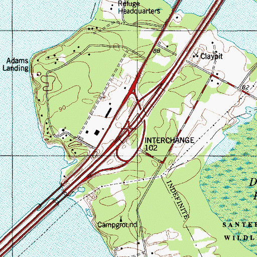 Topographic Map of Interchange 102, SC
