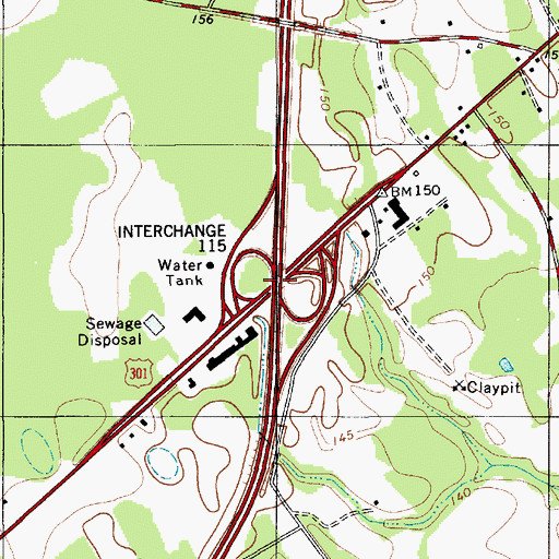 Topographic Map of Interchange 115, SC