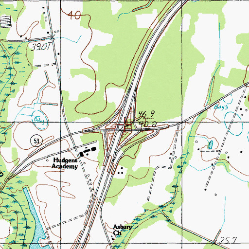 Topographic Map of Interchange 141, SC
