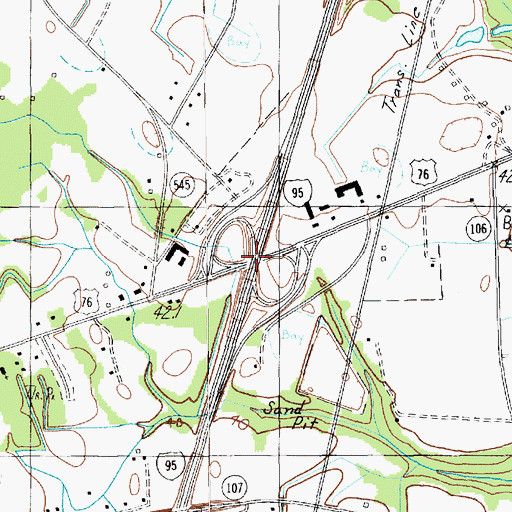 Topographic Map of Interchange 157, SC