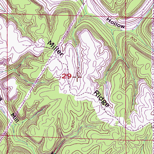 Topographic Map of Miller Ridge, AL