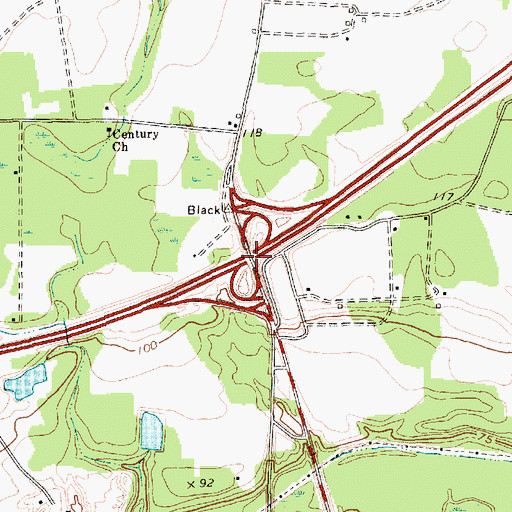 Topographic Map of Interchange 170, SC