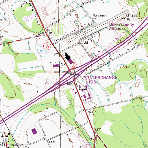 Topographic Map of Interchange 193, SC