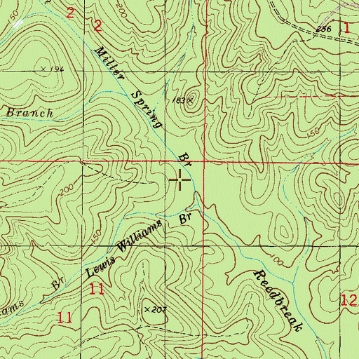 Topographic Map of Miller Spring Branch, AL