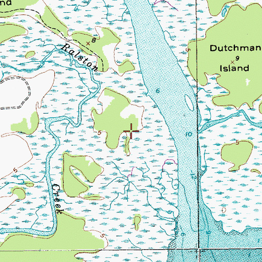 Topographic Map of Rhodens Island, SC