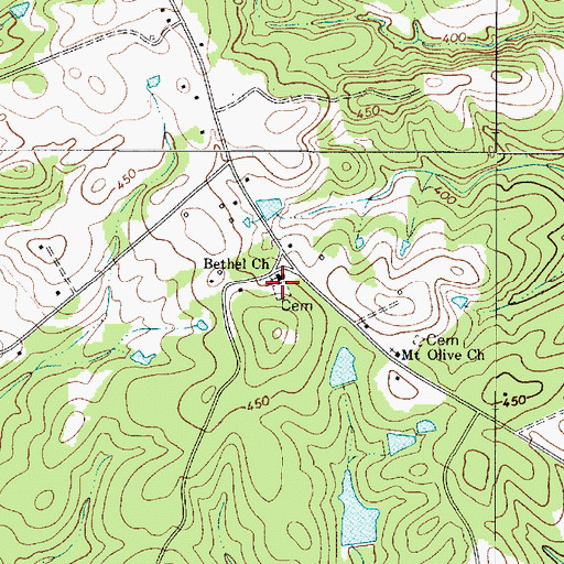 Topographic Map of Bethel Cemetery, SC