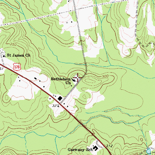 Topographic Map of Bethlehem Cemetery, SC