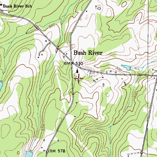 Topographic Map of Bush River Quaker Cemetery, SC