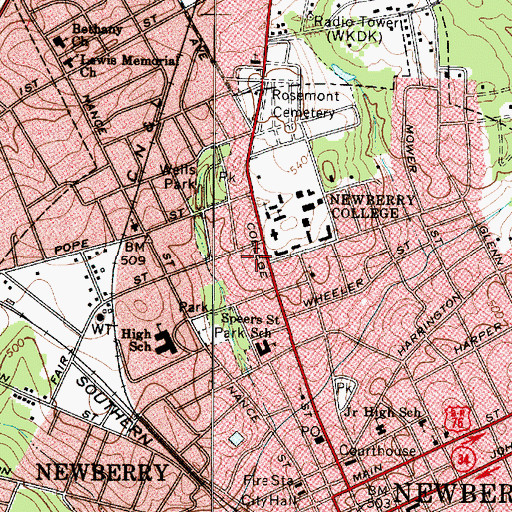 Topographic Map of By-Lo Shopping Center, SC