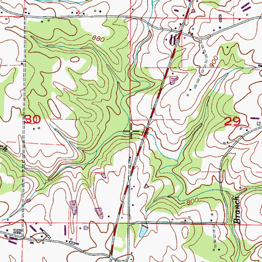 Topographic Map of Millie Branch, AL