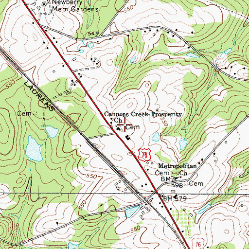 Topographic Map of Cannon Creek Cemetery, SC