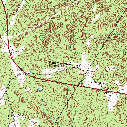 Topographic Map of Capers Chapel Cemetery, SC