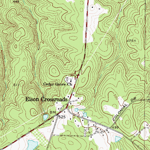 Topographic Map of Cedar Grove School (historical), SC