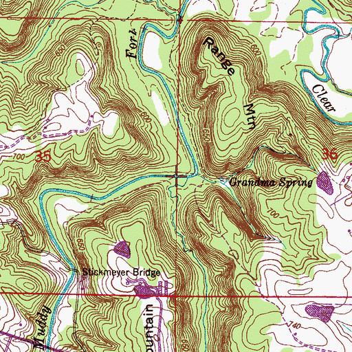 Topographic Map of Millie Branch, AL