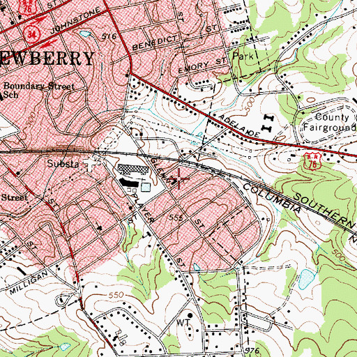 Topographic Map of East Side Baptist Church, SC