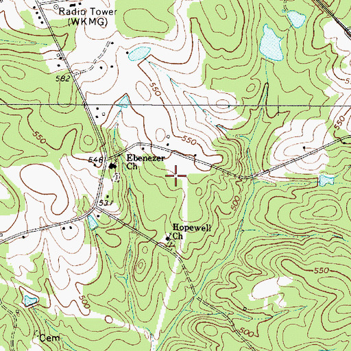 Topographic Map of Ebenezer Cemetery, SC