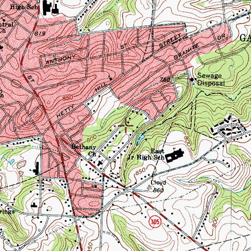 Topographic Map of Antioch Baptist Church, SC