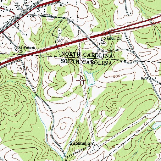 Topographic Map of Antioch Cemetery, SC