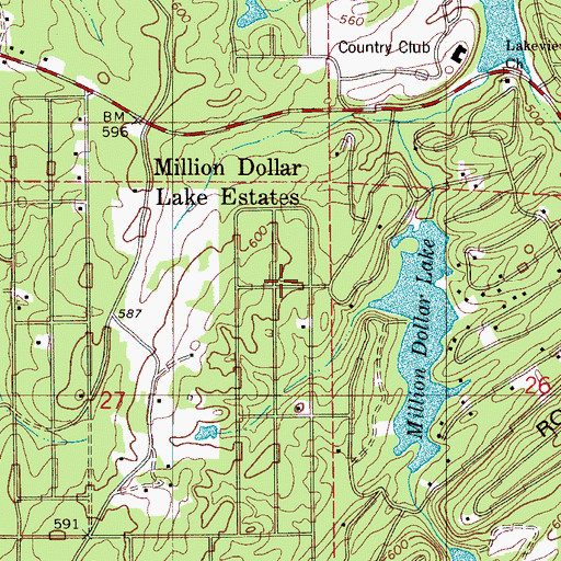 Topographic Map of Million Dollar Lake Estates, AL