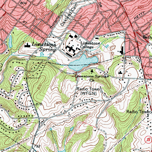 Topographic Map of Antioch Church (historical), SC
