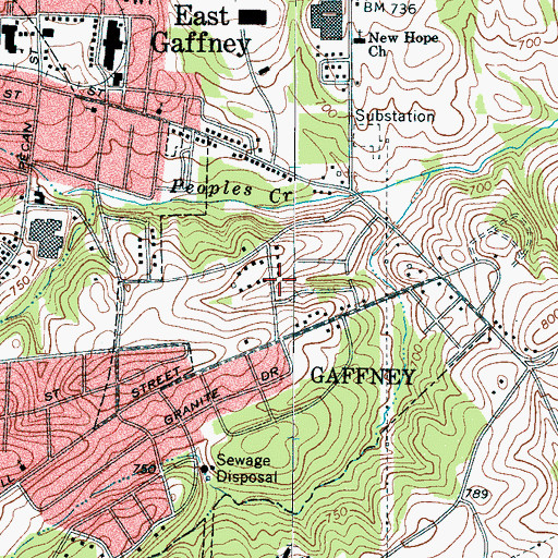 Topographic Map of Arrowood, SC