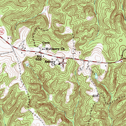 Topographic Map of Asbury United Methodist Church Cemetery, SC