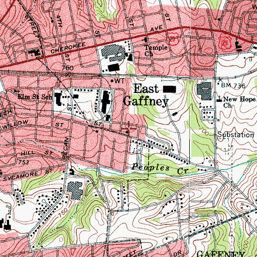 Topographic Map of Beech Street Presbyterian Church, SC