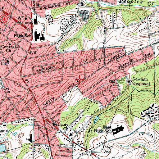 Topographic Map of Bethseda Presbyterian Church, SC