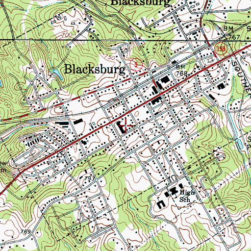 Topographic Map of Blacksburg Elementary School, SC
