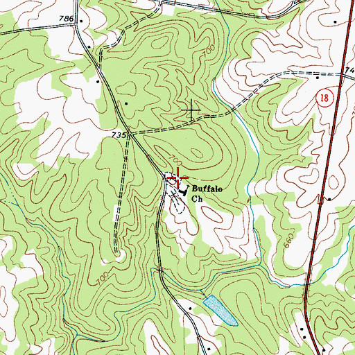 Topographic Map of Buffalo Cemetery, SC