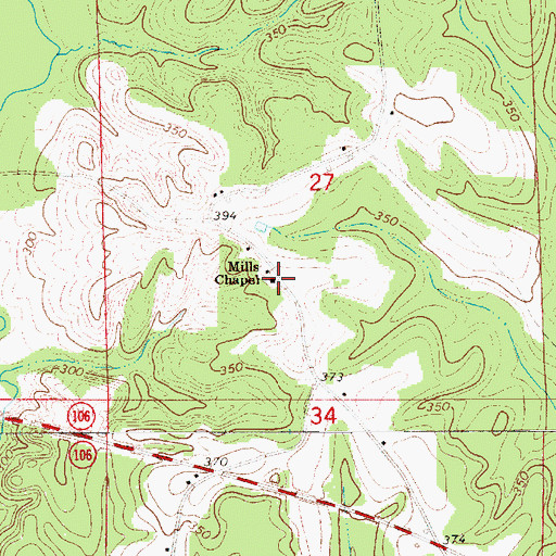 Topographic Map of Mills Chapel, AL