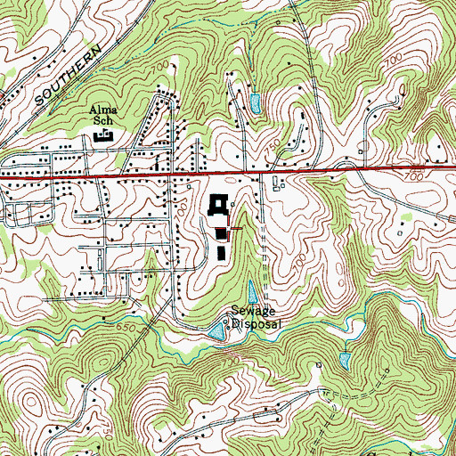 Topographic Map of Cherokee Area Vocational School, SC
