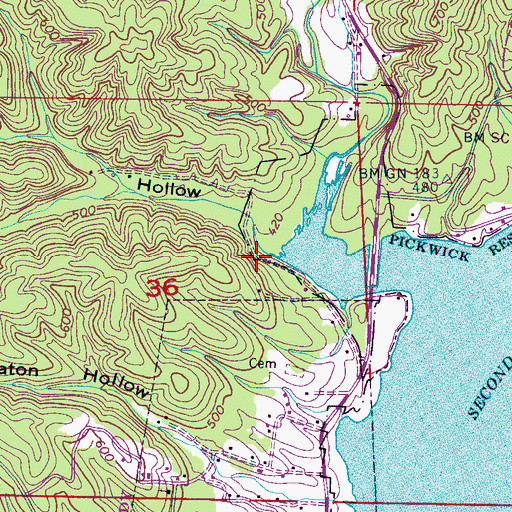 Topographic Map of Mills Hollow, AL