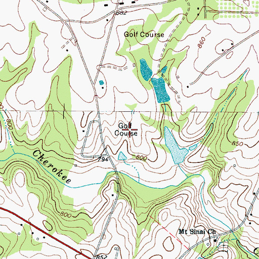 Topographic Map of Cherokee National Golf and Recreation Club, SC