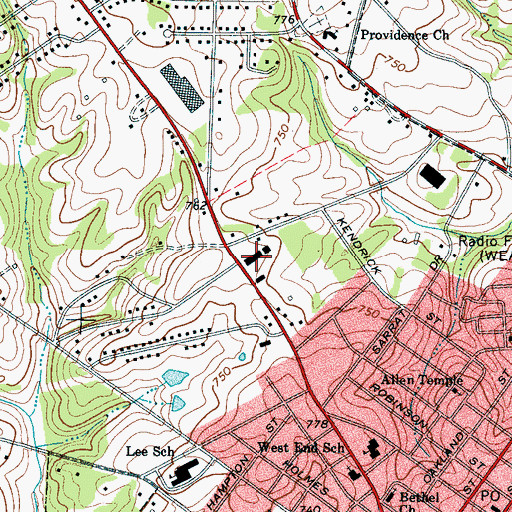 Topographic Map of Cherokee Plaza Shopping Center, SC