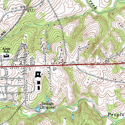 Topographic Map of Cherokee Progressive School (historical), SC