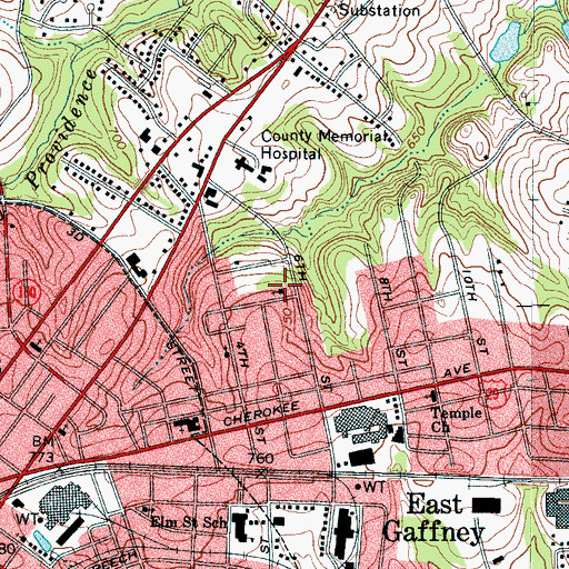 Topographic Map of Christian Heights Baptist Church, SC