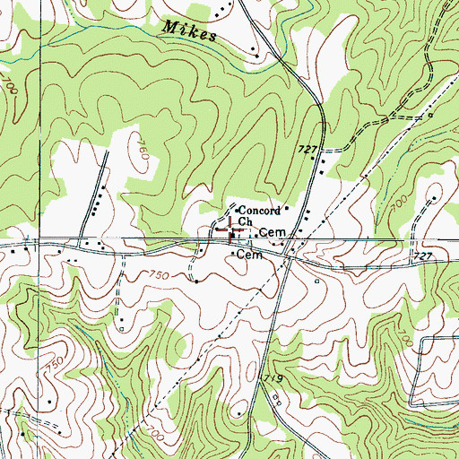 Topographic Map of Concord School (historical), SC