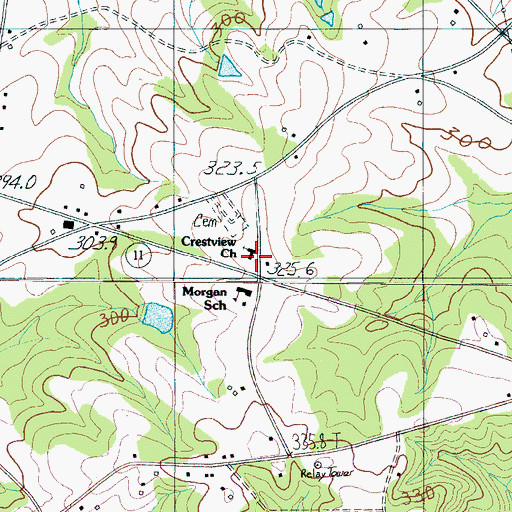 Topographic Map of Crestview Church, SC