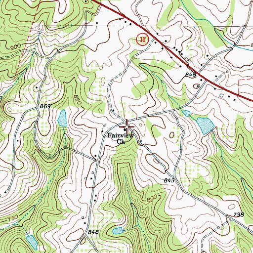 Topographic Map of Fairview School (historical), SC
