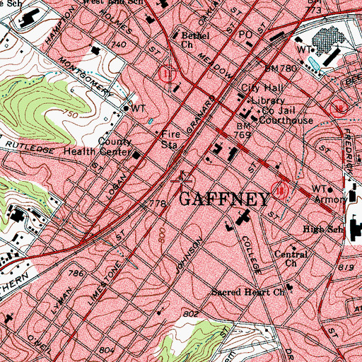 Topographic Map of First Evangelical Presbyterian Church, SC