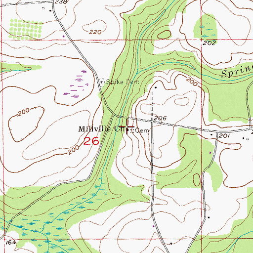Topographic Map of Millville Church, AL