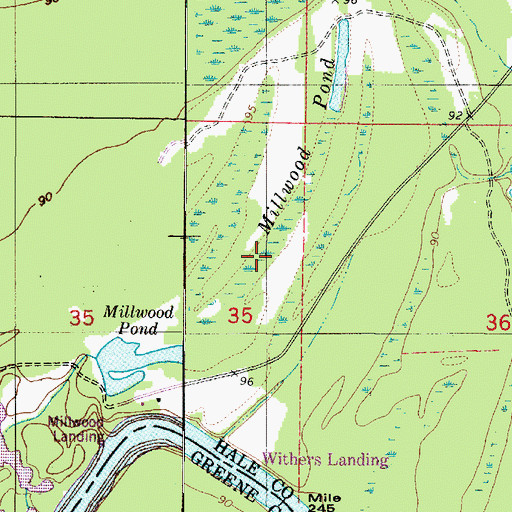 Topographic Map of Millwood Pond, AL
