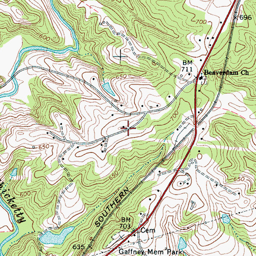 Topographic Map of Hidden Acres Estates, SC