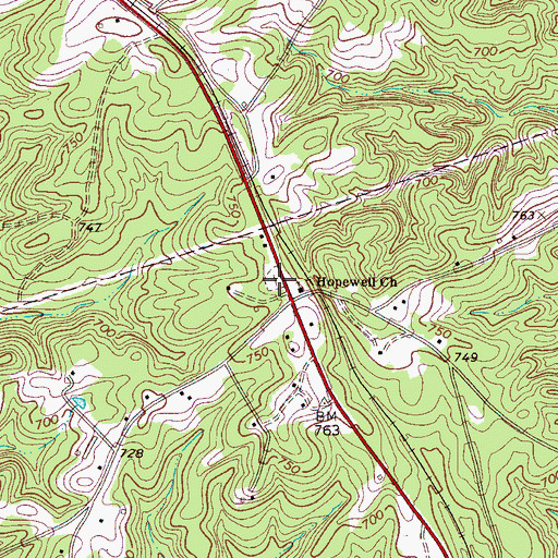 Topographic Map of Hopewell Cemetery, SC