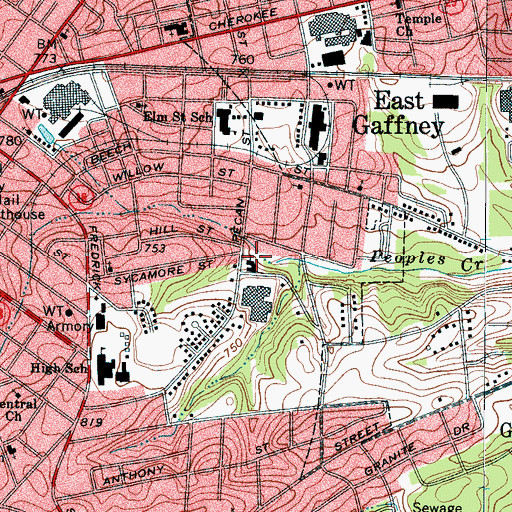 Topographic Map of Kirby Memorial Baptist Church, SC