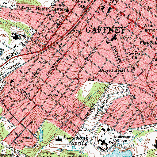 Topographic Map of Limestone Baptist Church, SC